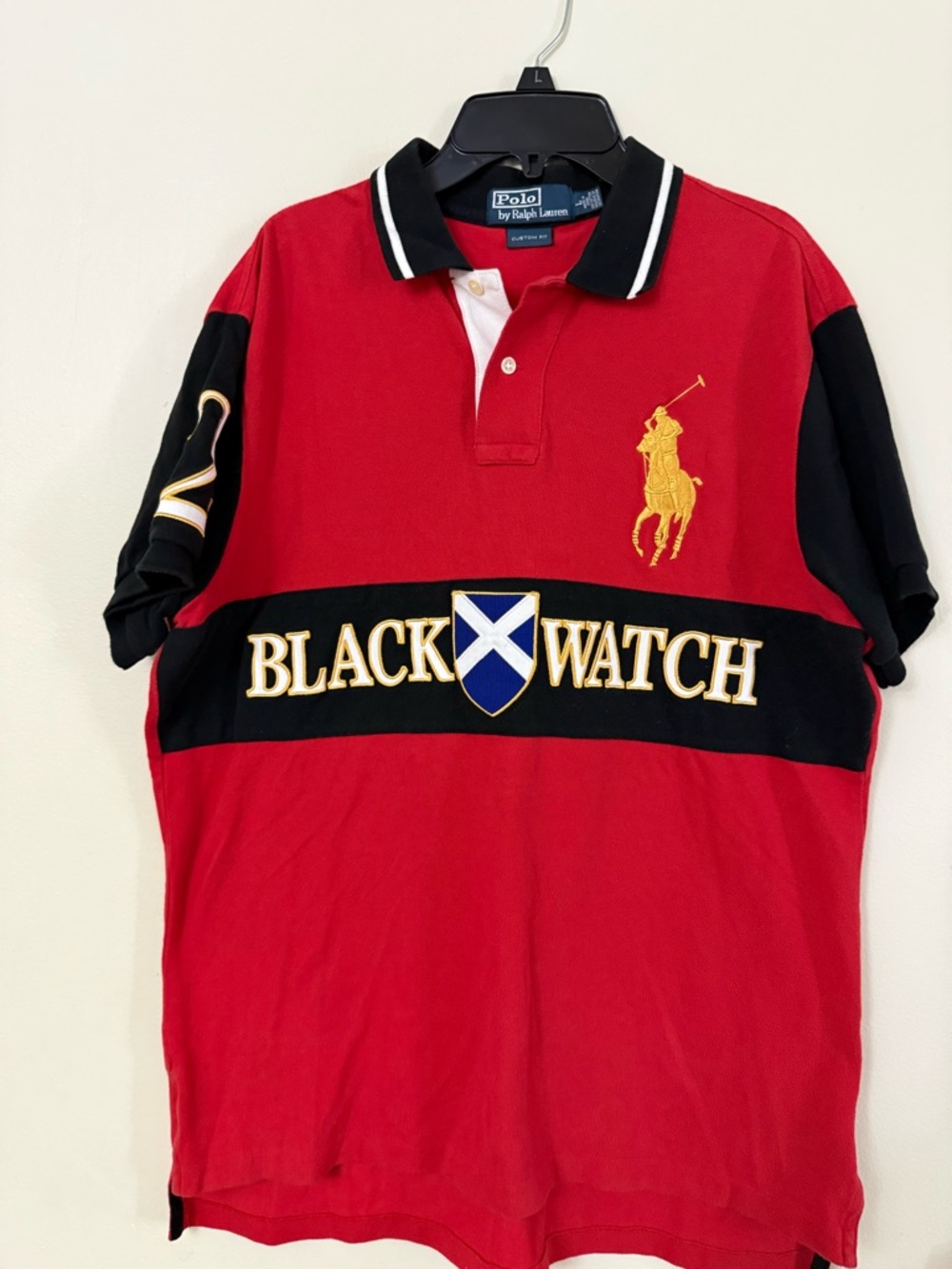 Ralph Lauren Red Rugby Polo with Black Trim